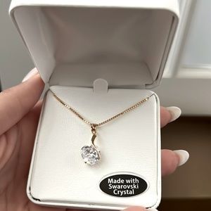 Gold plated heart shaped crystal necklace